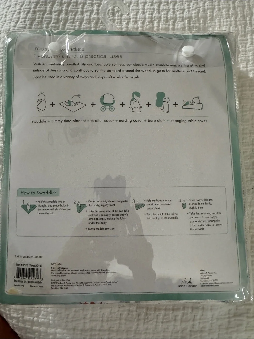 aden + anais Orange Fox & Mint Muslin Swaddle Set
